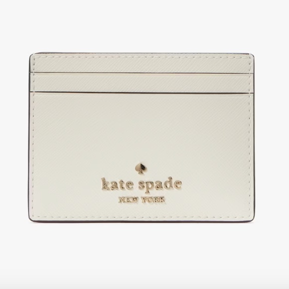 NEW Kate Spade Madison Small Slim Card Holder Case Saffiano Leather KI368 WHITE - Picture 1 of 3